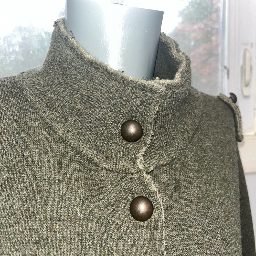 Italy Italian Wool Military jacket fitted button Sweater coat warm coz… - Picture 10 of 14